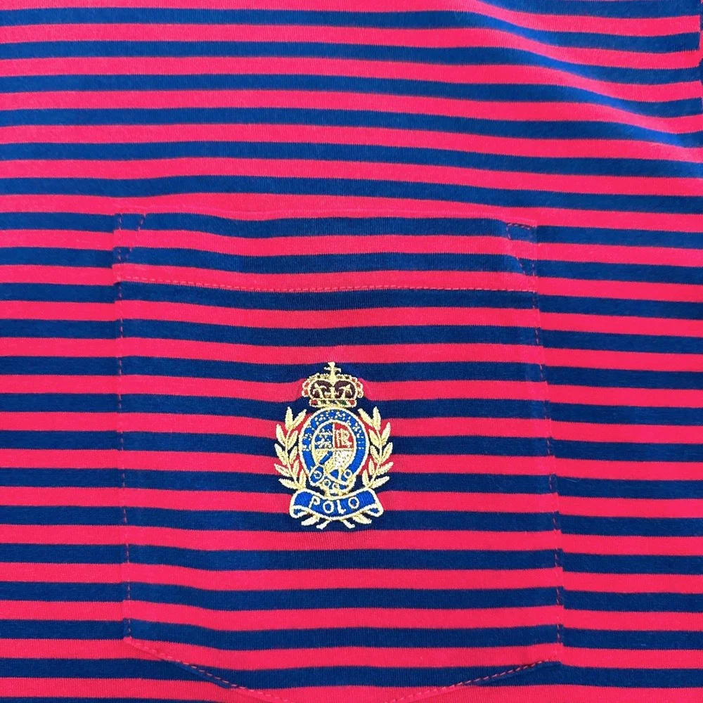 Polo Ralph Lauren Mens XL Red Blue Stripes Crest Preppy Pony 90s Academia Career
